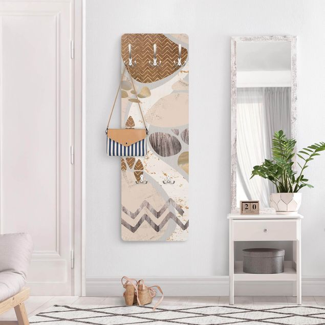Wandkapstokken houten paneel Abstract Quarry Pastel Pattern