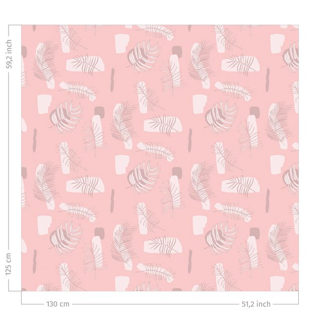 Bloemen gordijnen Abstract Pattern With Palm Leaves - Pale Pink