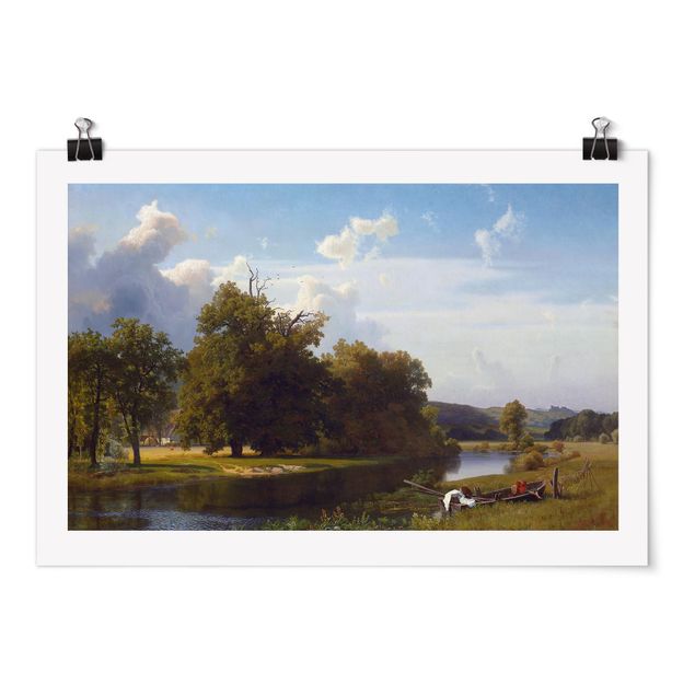 Posters Albert Bierstadt - A River Landscape, Westphalia