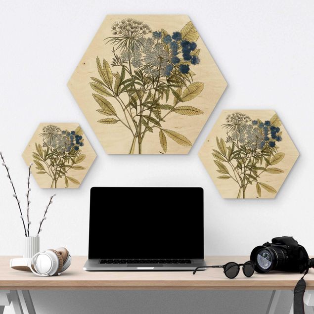 Hexagons houten schilderijen Wild Herbs Board I
