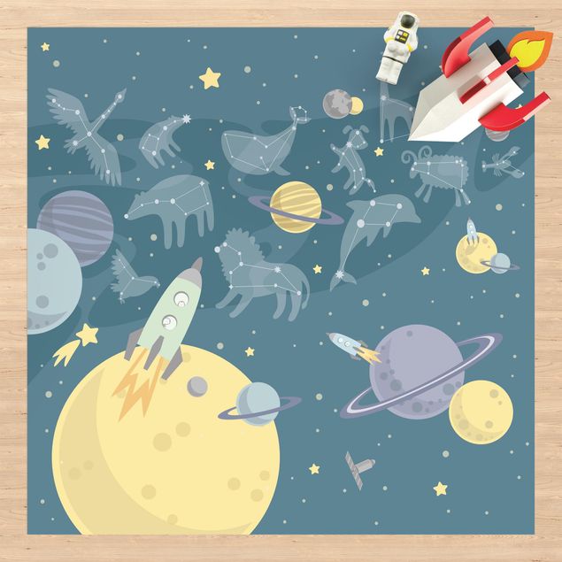 moderne vloerkleden Planets With Zodiac And Rockets