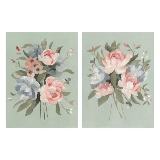 Canvas schilderijen - 2-delig  Bouquet In Pastel Set I