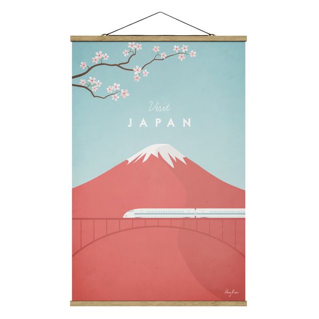 Stoffen schilderij met posterlijst Travel Poster - Japan