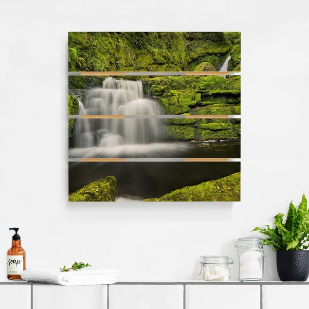 Houten schilderijen op plank Lower Mclean Falls In New Zealand