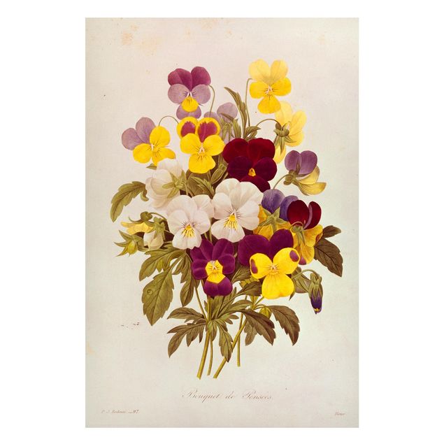 Magneetborden Pierre Joseph Redoute - Bouquet Of Pansies