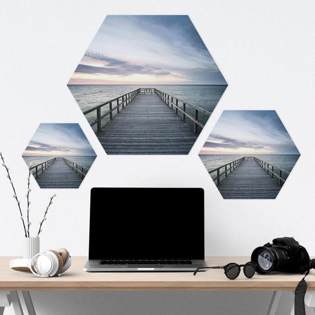 Hexagons Aluminium Dibond schilderijen Landing Bridge Boardwalk