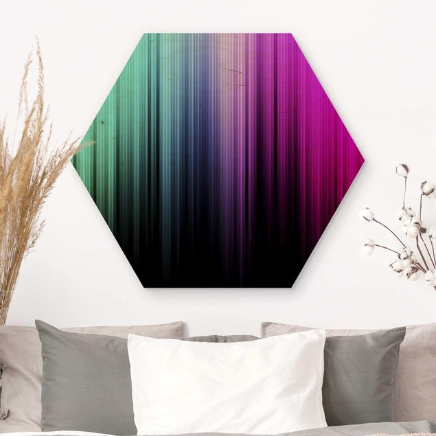 Hexagons houten schilderijen Rainbow Display