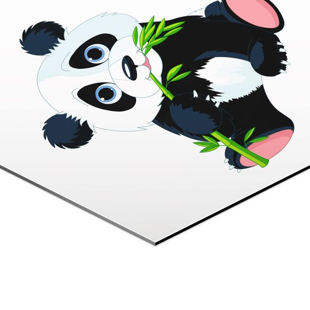 Hexagons Aluminium Dibond schilderijen Nibbling Panda