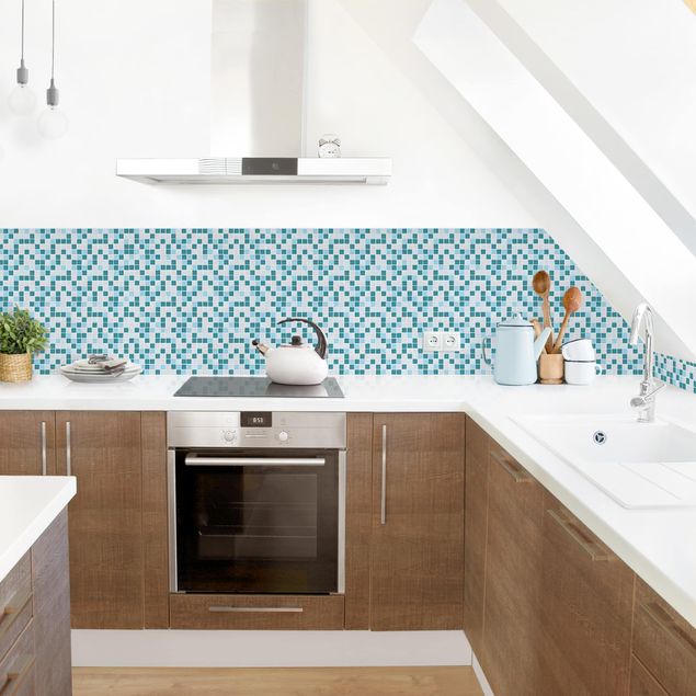 Achterkant keuken Mosaic Tiles Turquoise Blue