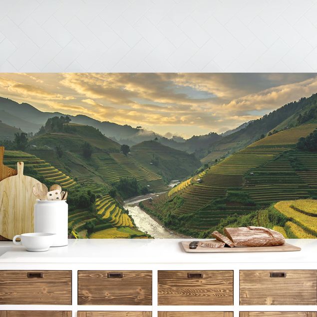 Achterwand voor keuken landschap Rice Plantations In Vietnam