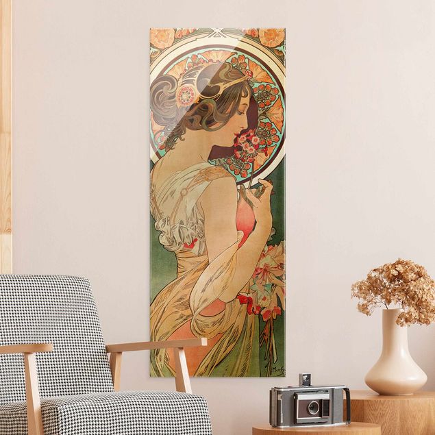 Glasschilderijen Alfons Mucha - Primrose
