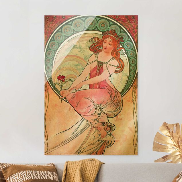 Glas Magnettafel Alfons Mucha - Four Arts - Painting