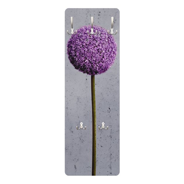 Wandkapstokken houten paneel Allium Round-Headed Flower
