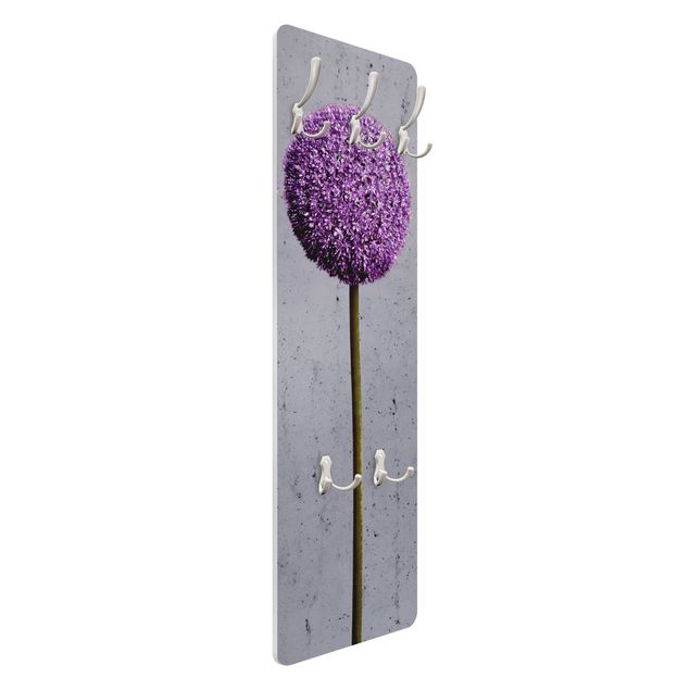 Wandkapstokken houten paneel Allium Round-Headed Flower