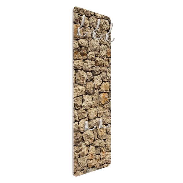 Wandkapstokken houten paneel Old Cobblestone Wall