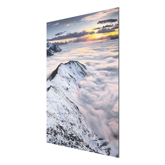 Aluminium Dibond schilderijen View Of Clouds And Mountains