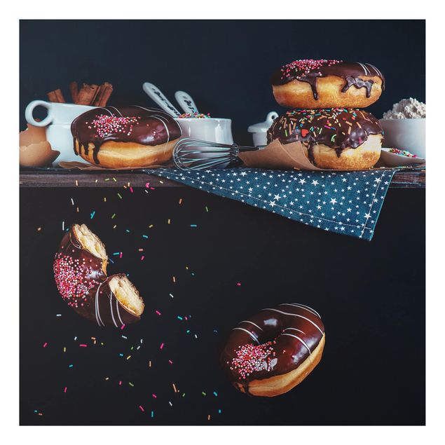 Aluminium Dibond schilderijen Donuts from the Kitchen Shelf