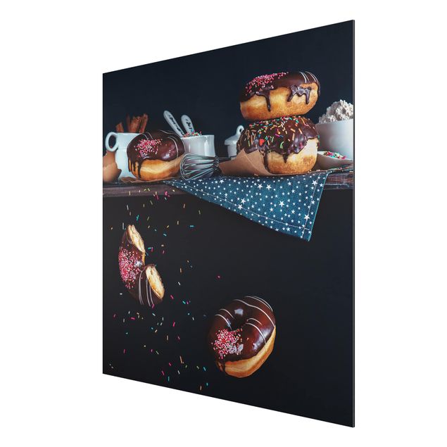 Aluminium Dibond schilderijen Donuts from the Kitchen Shelf