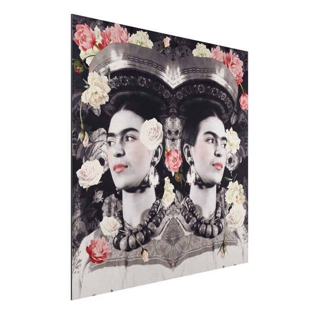 Aluminium Dibond schilderijen Frida Kahlo - Flower Flood