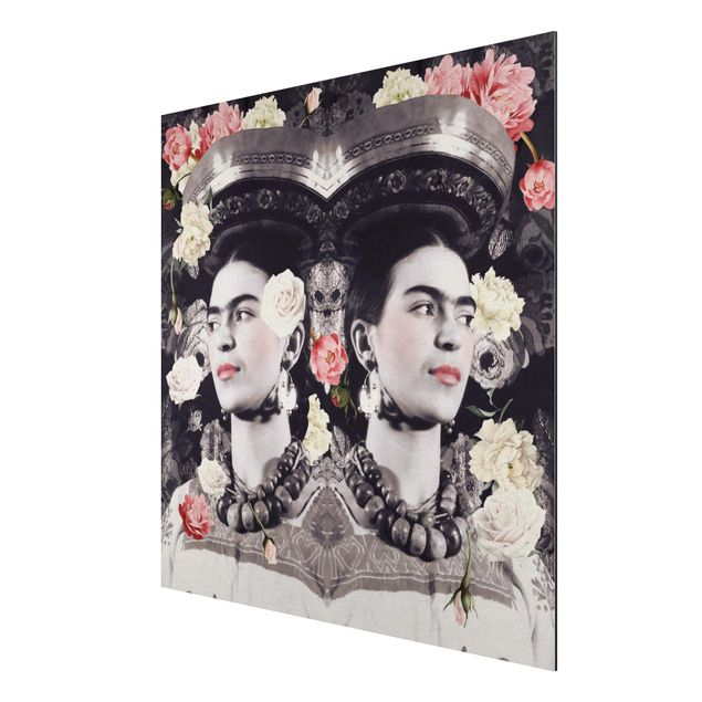 Aluminium Dibond schilderijen Frida Kahlo - Flower Flood