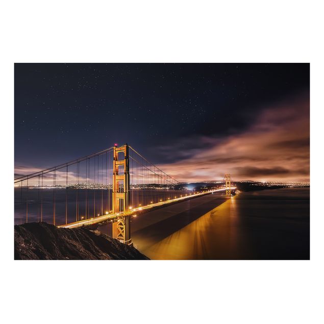 Aluminium Dibond schilderijen Golden Gate To Stars