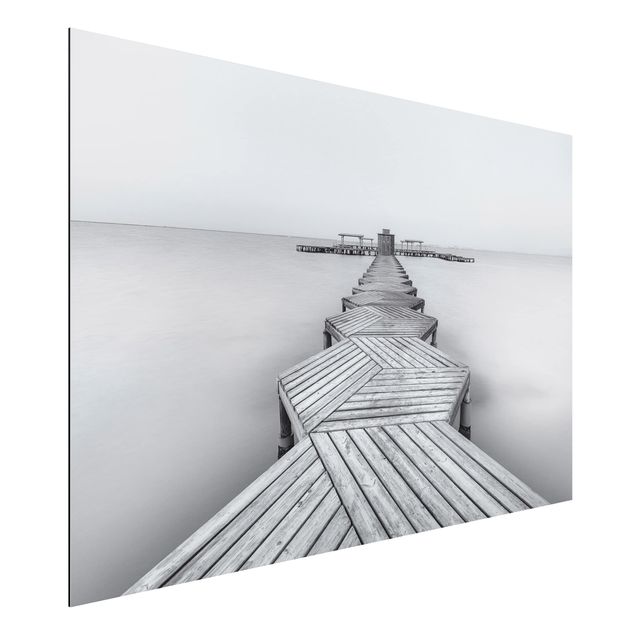 Aluminium Dibond schilderijen Wooden Pier In Black And White