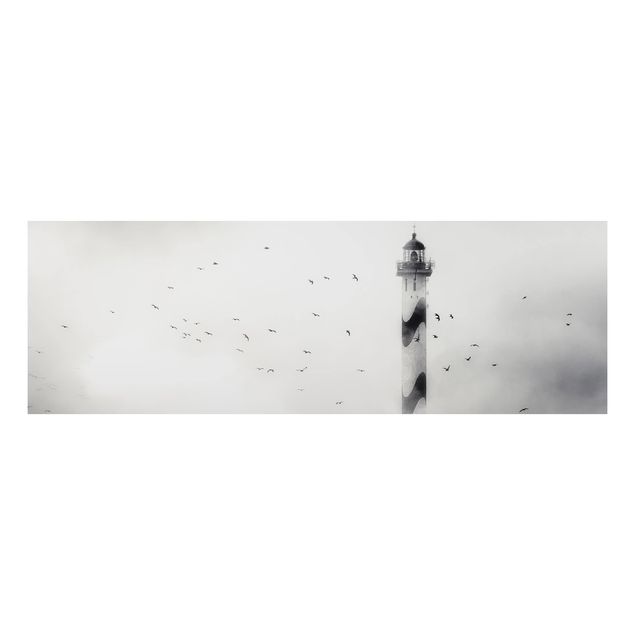 Aluminium Dibond schilderijen Lighthouse In The Fog