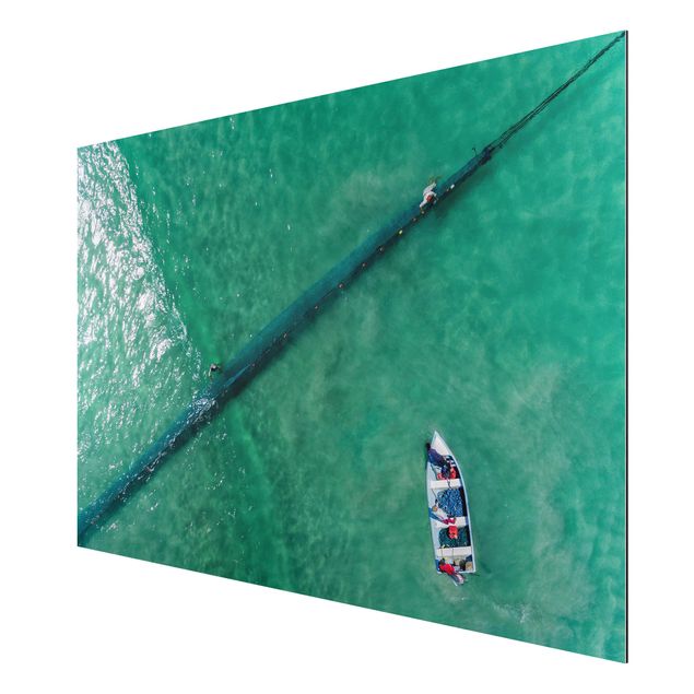 Aluminium Dibond schilderijen Aerial View - Fishermen