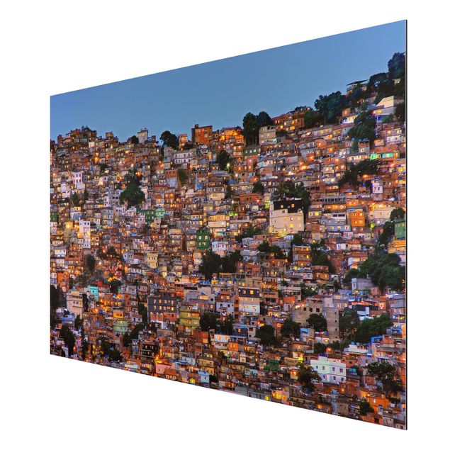 Aluminium Dibond schilderijen Rio De Janeiro Favela Sunset
