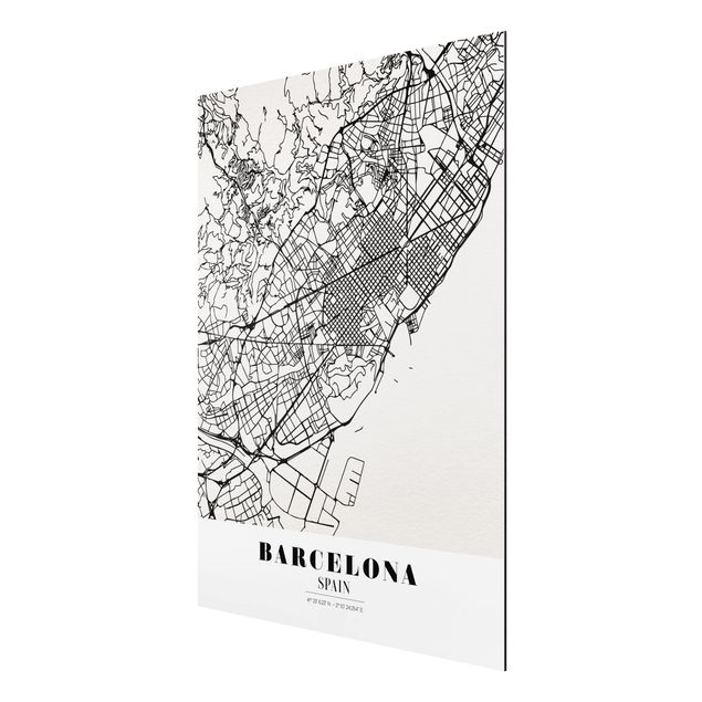 Aluminium Dibond schilderijen Barcelona City Map - Classic