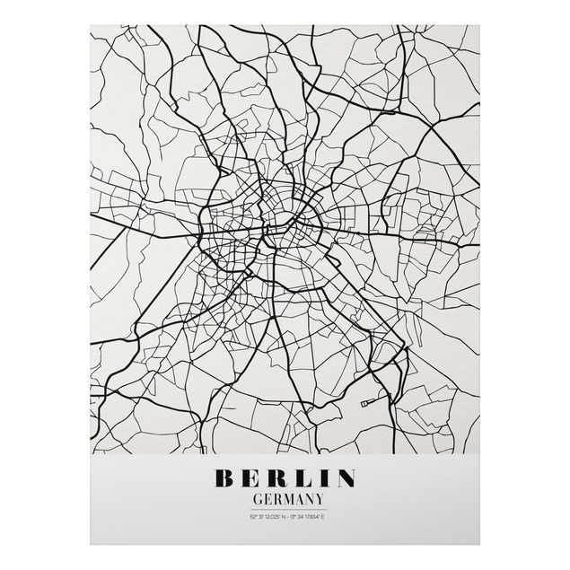 Aluminium Dibond schilderijen Berlin City Map - Classic