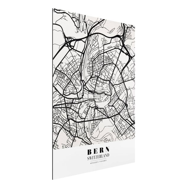 Aluminium Dibond schilderijen Bern City Map - Classical