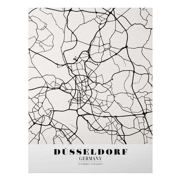 Aluminium Dibond schilderijen Dusseldorf City Map - Classic