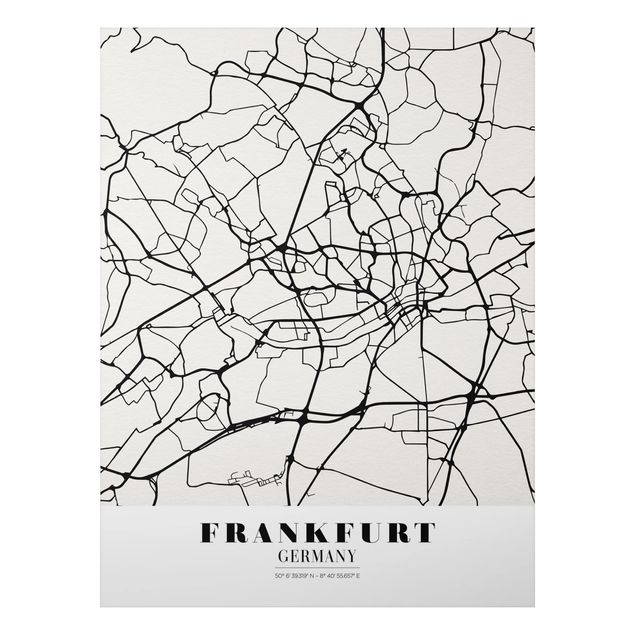 Aluminium Dibond schilderijen Frankfurt City City Map - Classical