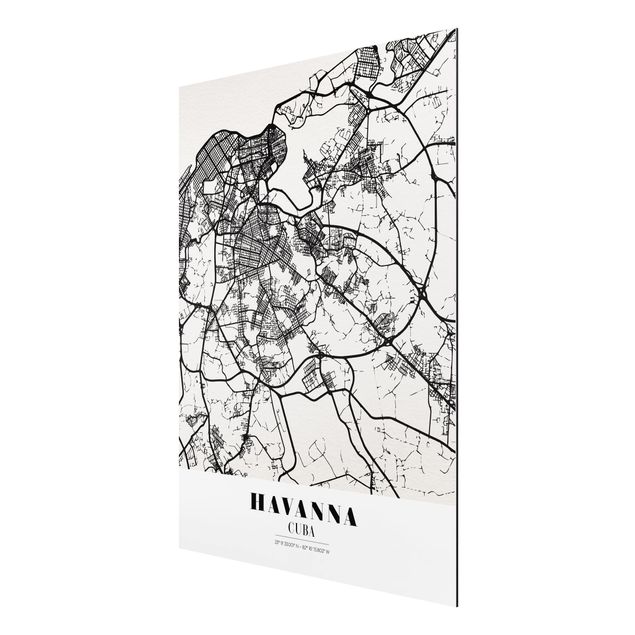 Aluminium Dibond schilderijen Havana City Map - Classic
