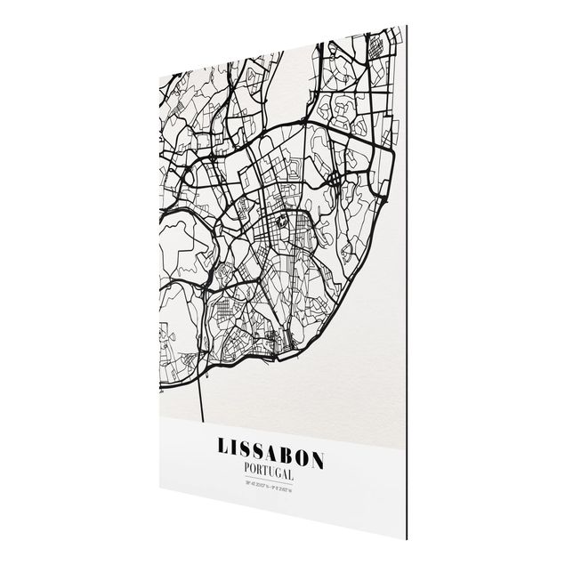 Aluminium Dibond schilderijen Lisbon City Map - Classic