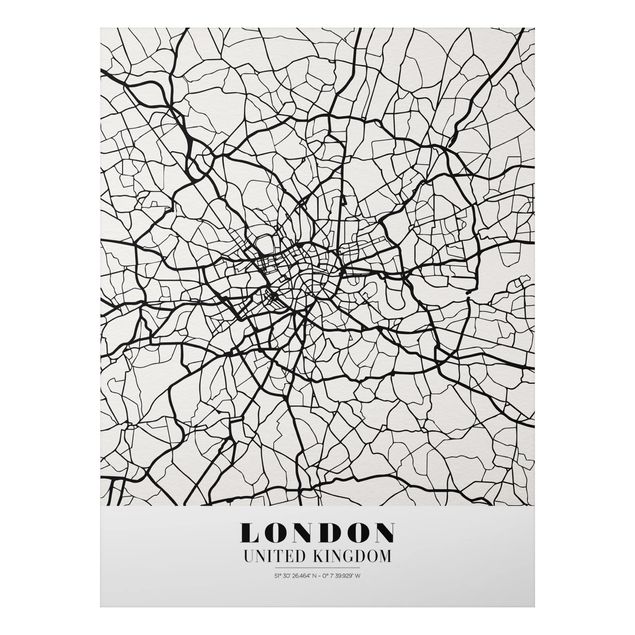 Aluminium Dibond schilderijen London City Map - Classic