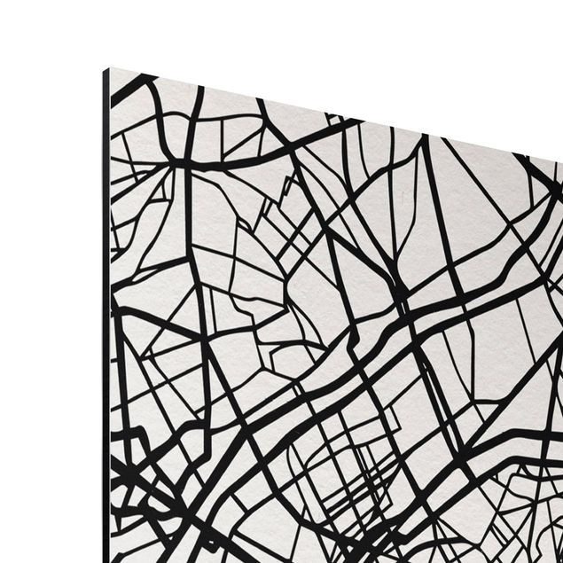 Aluminium Dibond schilderijen Paris City Map - Classic