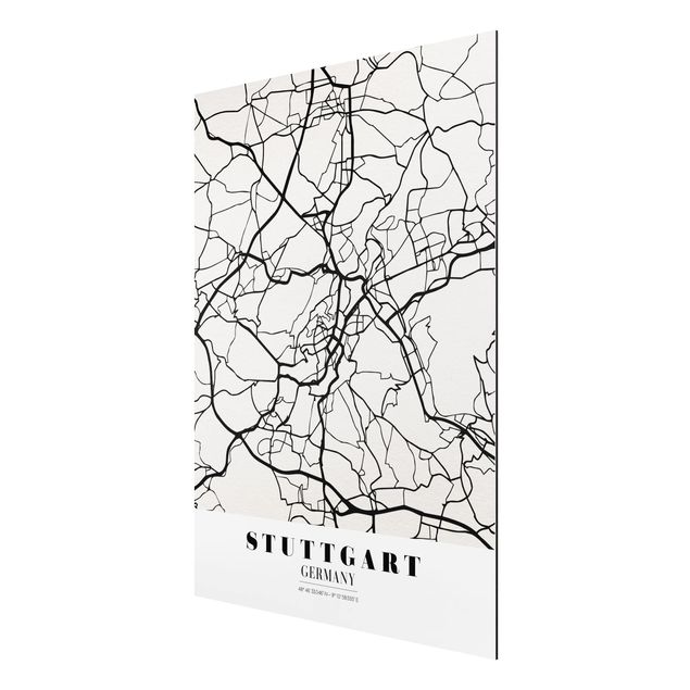 Aluminium Dibond schilderijen Stuttgart City Map - Classic
