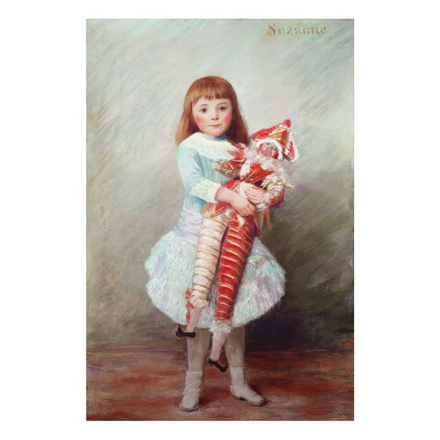 Aluminium Dibond schilderijen Auguste Renoir - Suzanne with Harlequin Puppet