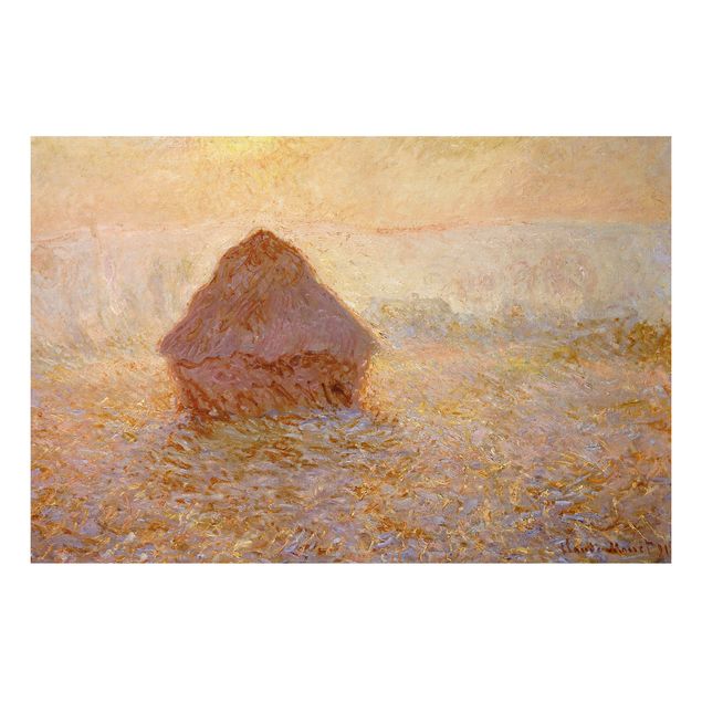 Aluminium Dibond schilderijen Claude Monet - Haystack In The Mist