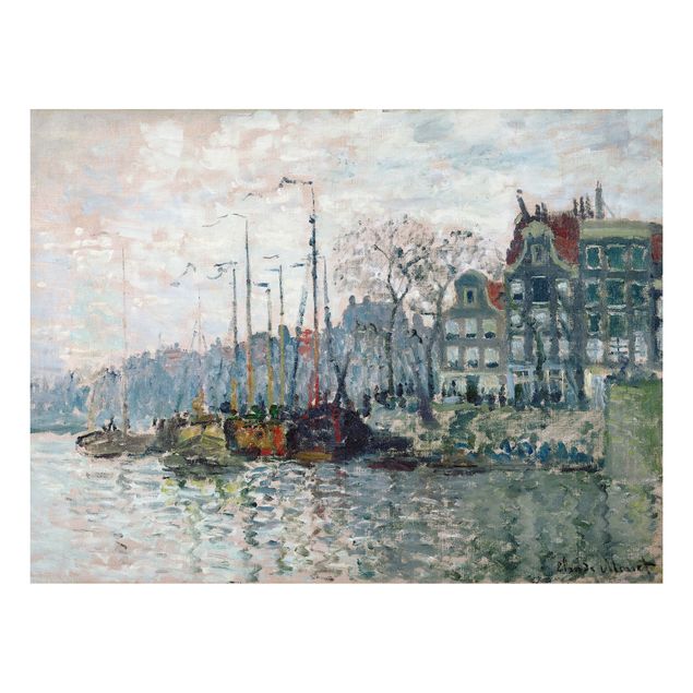Aluminium Dibond schilderijen Claude Monet - View Of The Prins Hendrikkade And The Kromme Waal In Amsterdam