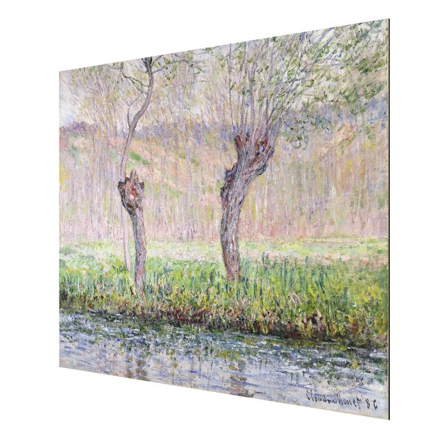 Aluminium Dibond schilderijen Claude Monet - Willow Trees Spring