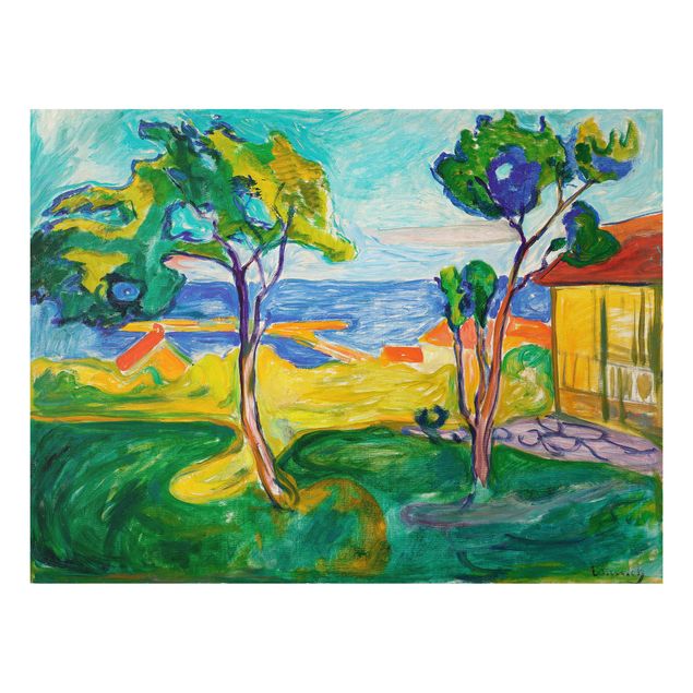 Aluminium Dibond schilderijen Edvard Munch - The Garden In Åsgårdstrand