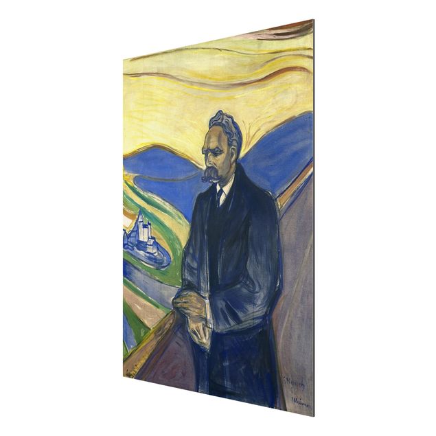 Aluminium Dibond schilderijen Edvard Munch - Portrait of Friedrich Nietzsche