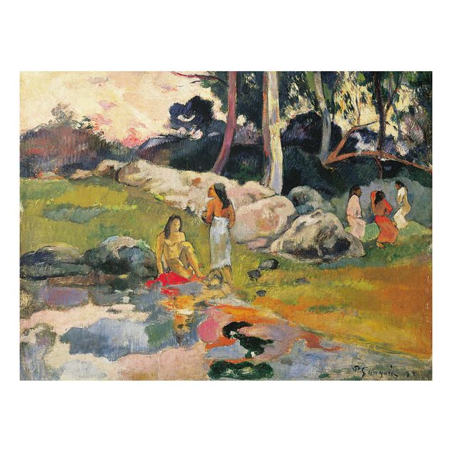 Aluminium Dibond schilderijen Paul Gauguin - Women At The Banks Of River