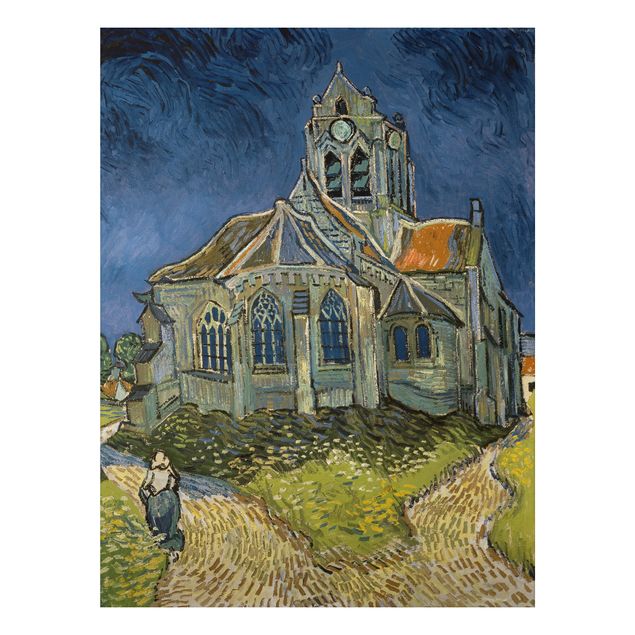 Aluminium Dibond schilderijen Vincent van Gogh - The Church at Auvers