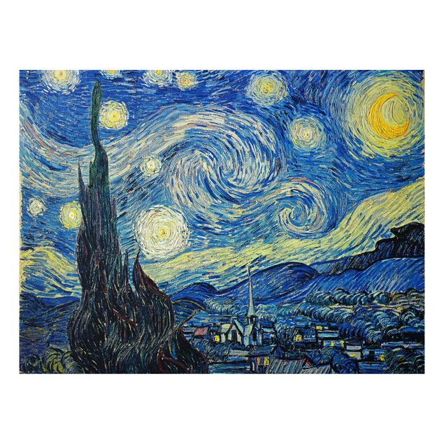 Aluminium Dibond schilderijen Vincent Van Gogh - The Starry Night