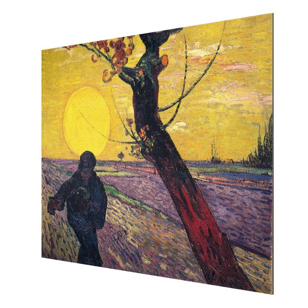 Aluminium Dibond schilderijen Vincent Van Gogh - Sower With Setting Sun