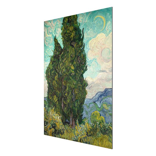 Aluminium Dibond schilderijen Vincent van Gogh - Cypresses